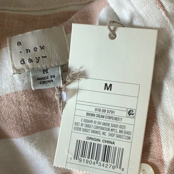 A NEW DAY WOMEN’S BROWN CREAM STRIPE BUTTON DOWN DRESS SIZE MEDIUM - Picture 6 of 9